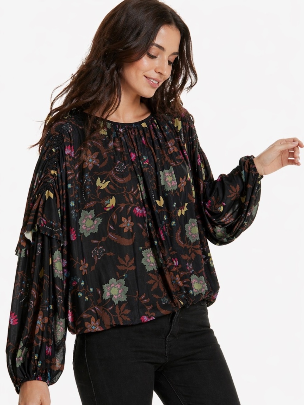Free People Wildflower Top Floral Boho Blouse Flowy Women Size M